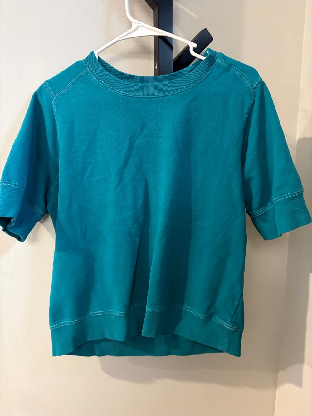 J. Crew Teal Short Sleeve Crewneck Sweatshirt